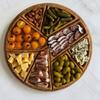 Wood Serving Tray Divided 8-Section Snack Dessert Platter Food-Grade Safe Round Serving Plate for Appetizers Nuts Dips Picnic