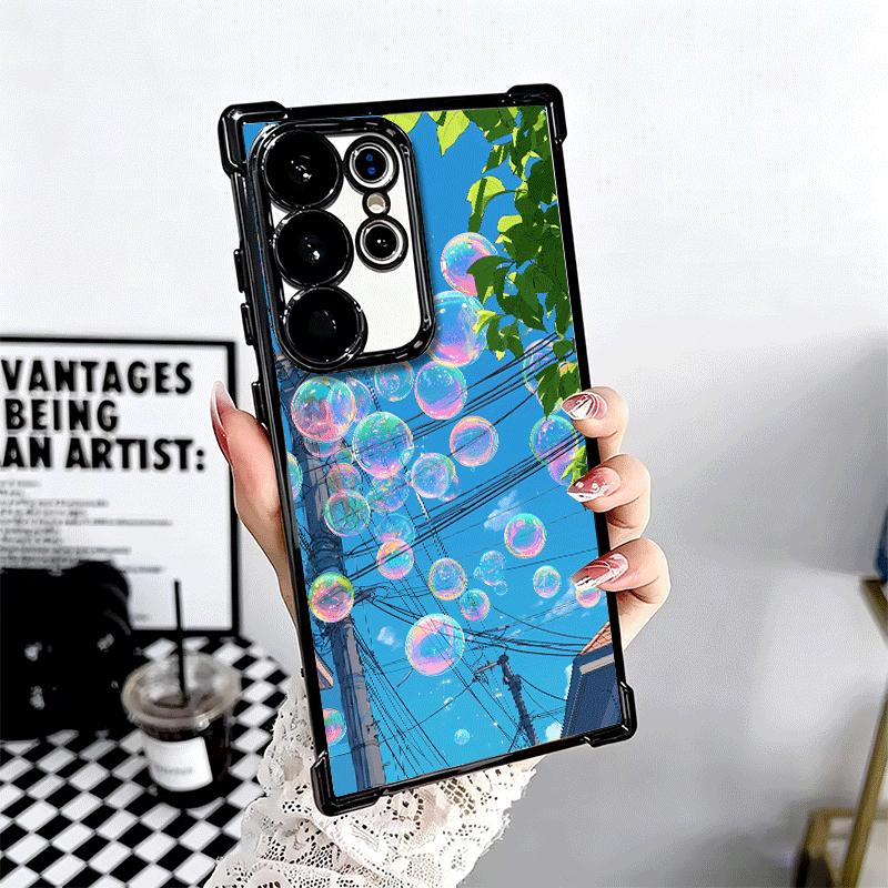 Anime Aesthetic Scenery Plating Phone Case For Samsung Galaxy S24 S25 FE S26 Edge S23 Ultra S22 S21 Plus S20 Anti-Fall Airabag C