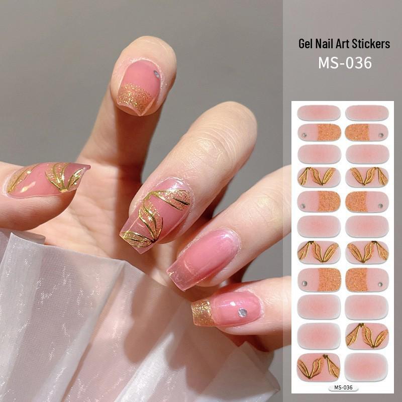 New Style Red Book Gel Nail Stickers: Semi-Western, Korean No-Bake Nail Art