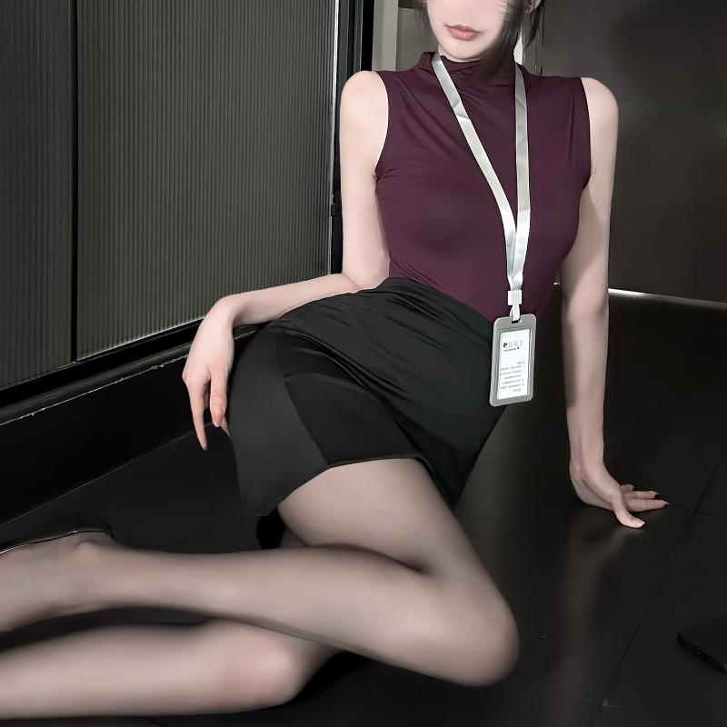 Women Sexy Role Play Secretary Uniform Hip Skirt Intimate Lingerie Set