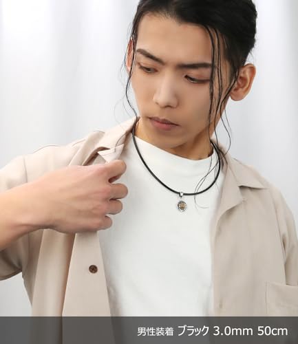 [Shinjuku Gin No Kura] Made In Japan Leather Choker Necklace with Cowhide Cord, Silver 925 (Black), 2.0mm Wide, 30cm-80cm Long (45cm Long)