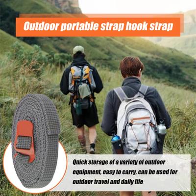 Cinta de acampamento ajustável, cordas resistentes com ganchos de metal, cordas de bagagem de alta resistência para uso externo