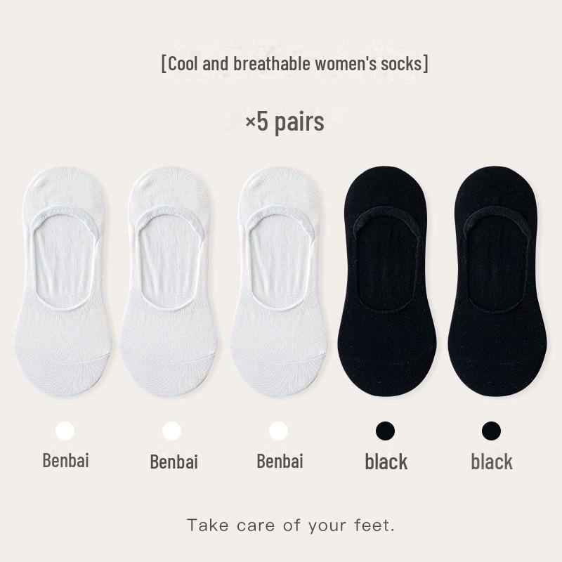 Kadın Nefes Alabilen Pamuk Görünmez Çoraplar - Düz Renk, Ter Emici, Kaymaz, Rahat, İlkbahar ve Yaz için Her Şeye Uygun