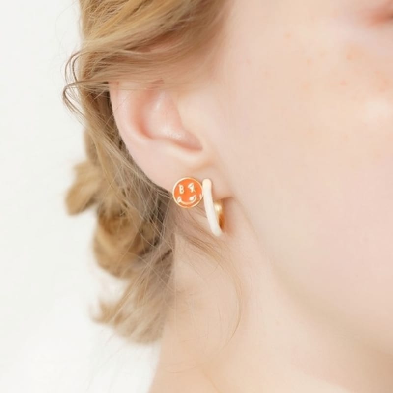 BONBEAU Blsom Color Epoxy Hoop Earrings Vivid Neon Color Point Simple Hoop Earrings