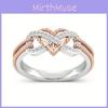 Elegant Rose Gold Two-tone Heart Cross Ring For Fashionable Young Women