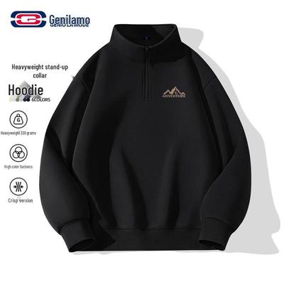 GENIOLAMODE Men's Heavyweight Stand Collar Sweatshirt