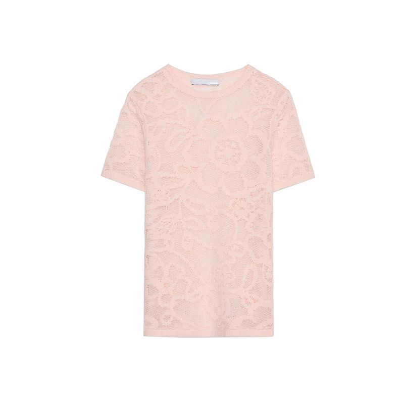 Summer New Arrival Women's round Neck Silm Short Sleeve T-shirt Flower Print Texture Knitting Tops 0234006