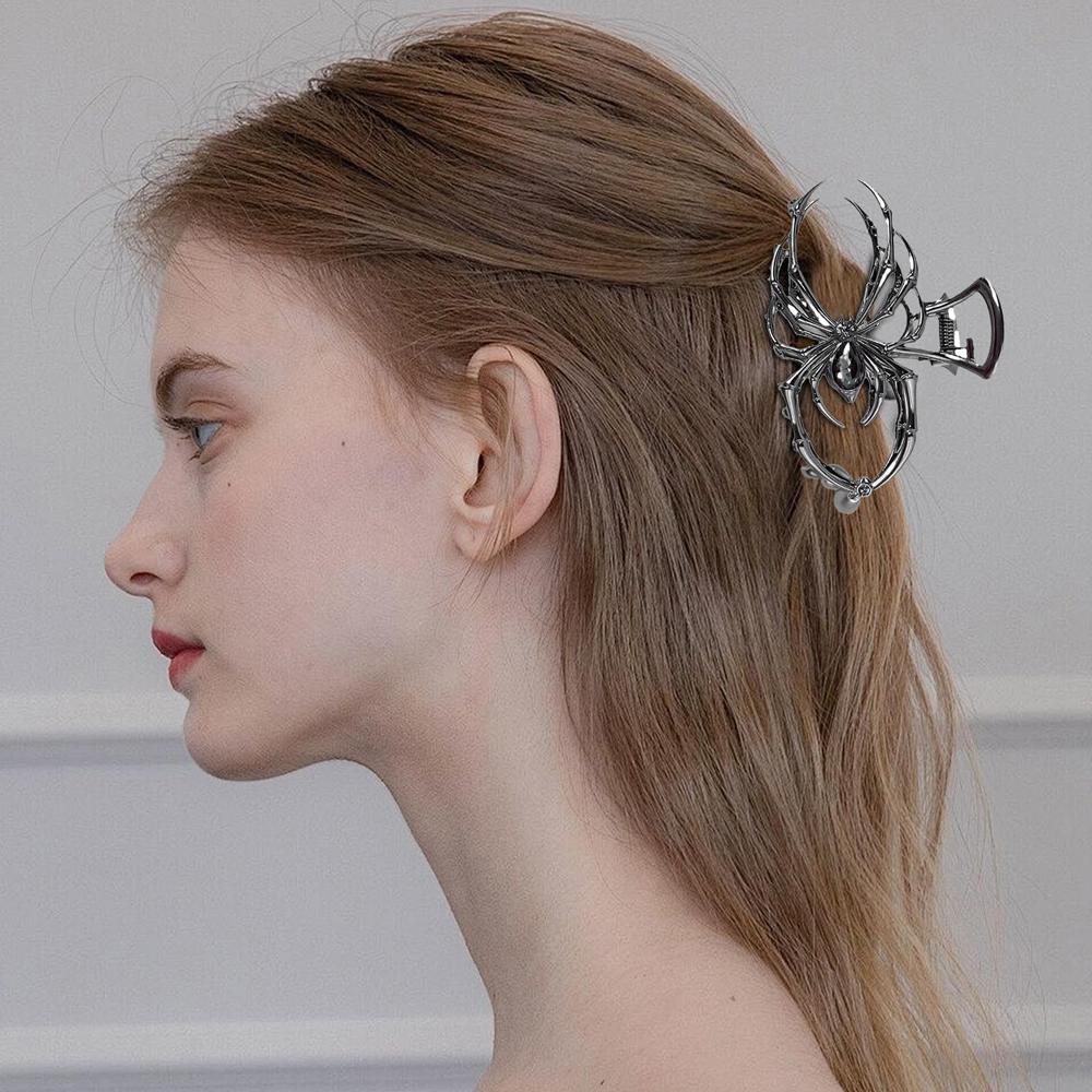 Halloweenské pavoučí spony do vlasů drápové spony-kovové gotické sponky do vlasů ze slitiny neklouzavý teror pavouk Silné držení sponky na čelisti do vlasů PunkCatch sponky