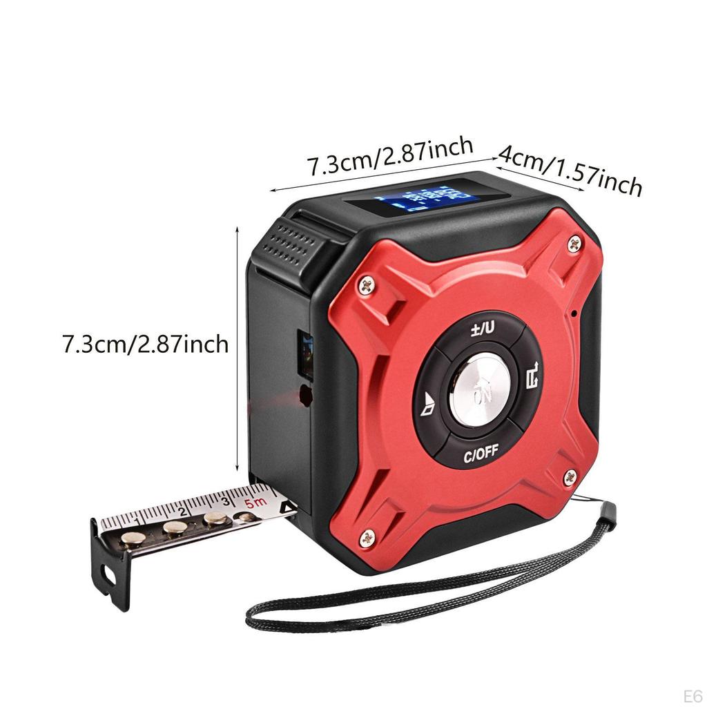 2 in 1 Light Tape Measure 131ft Diatance Meter & 16ft Manual Measuring Black and