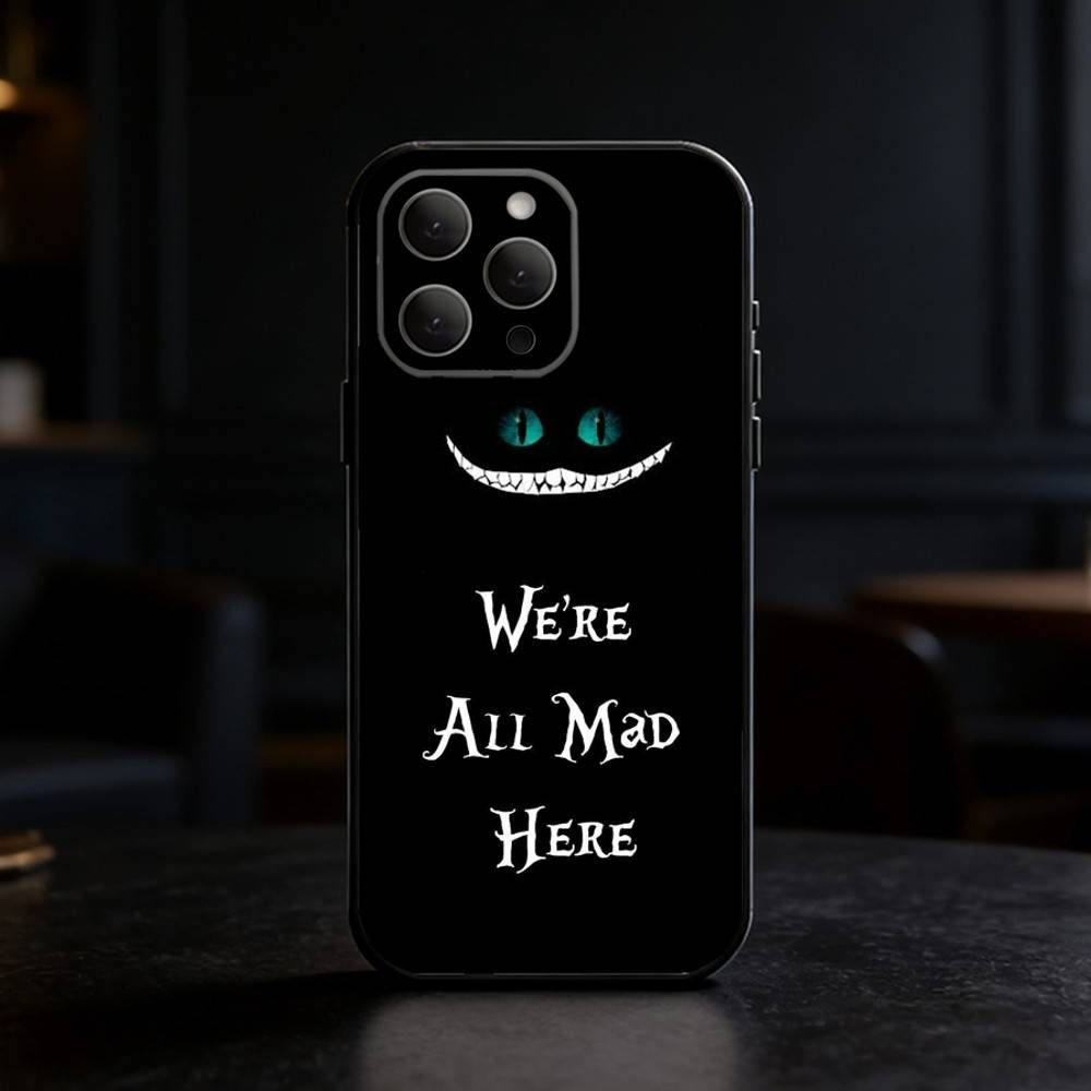 C-Cheshire Cat Cool Eye Alice Phone Case For iPhone 17,16,15,14,13,12,11 Plus,Pro,Max,Mini Silicone Black Soft Cover