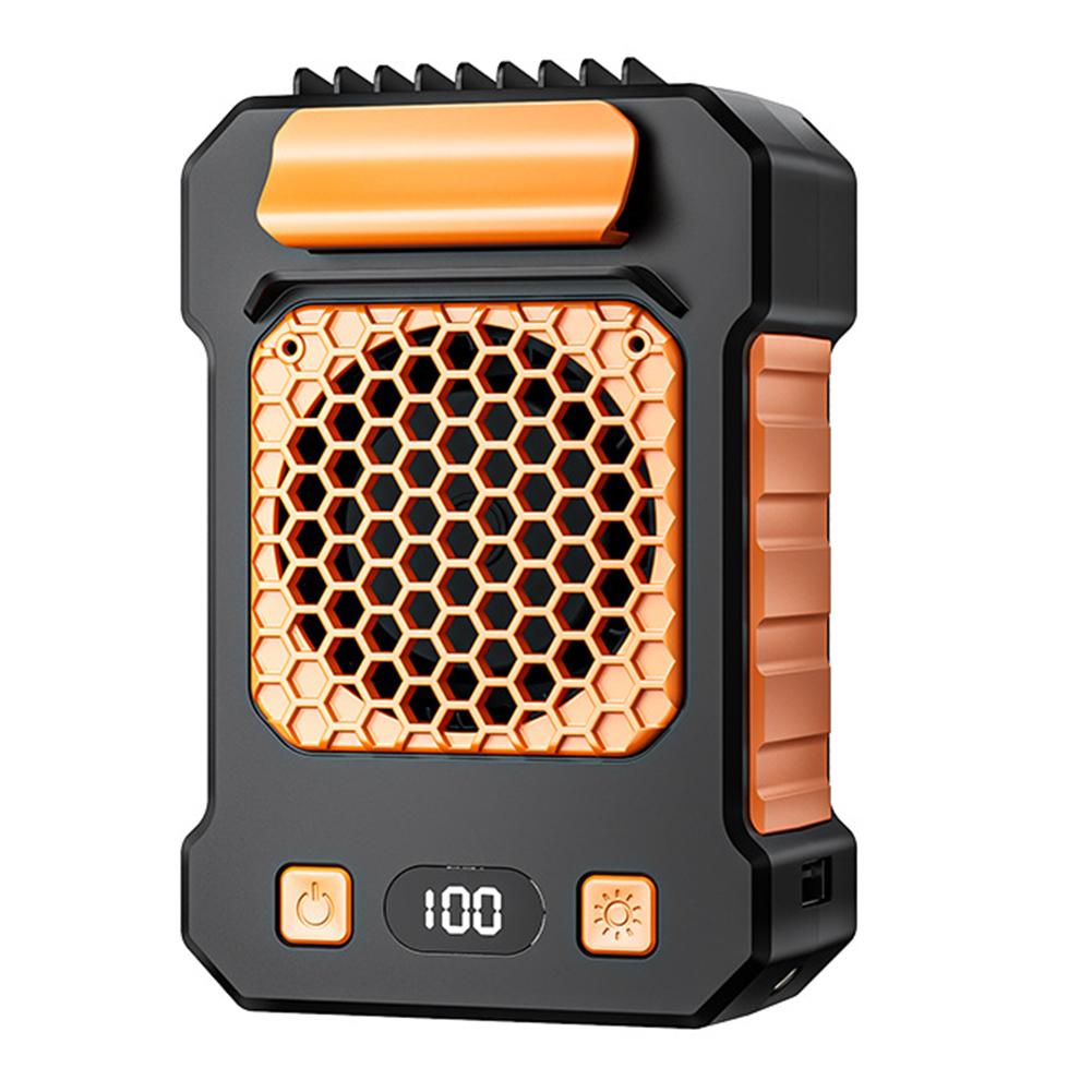 Electric Clip Fan USB Rechargeable 5000mAh Hanging Neck/Waist Fan 5 Gear Strong Wind for Outdoor Camping Hiking Climbing Running