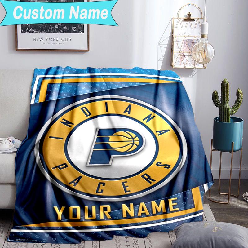Custom Name Blanket Pacers Basketball Team Blanket Bedding Blanket for Travel, Camping, Living Rooms, Offices, Sofas, Fan Christmas gift