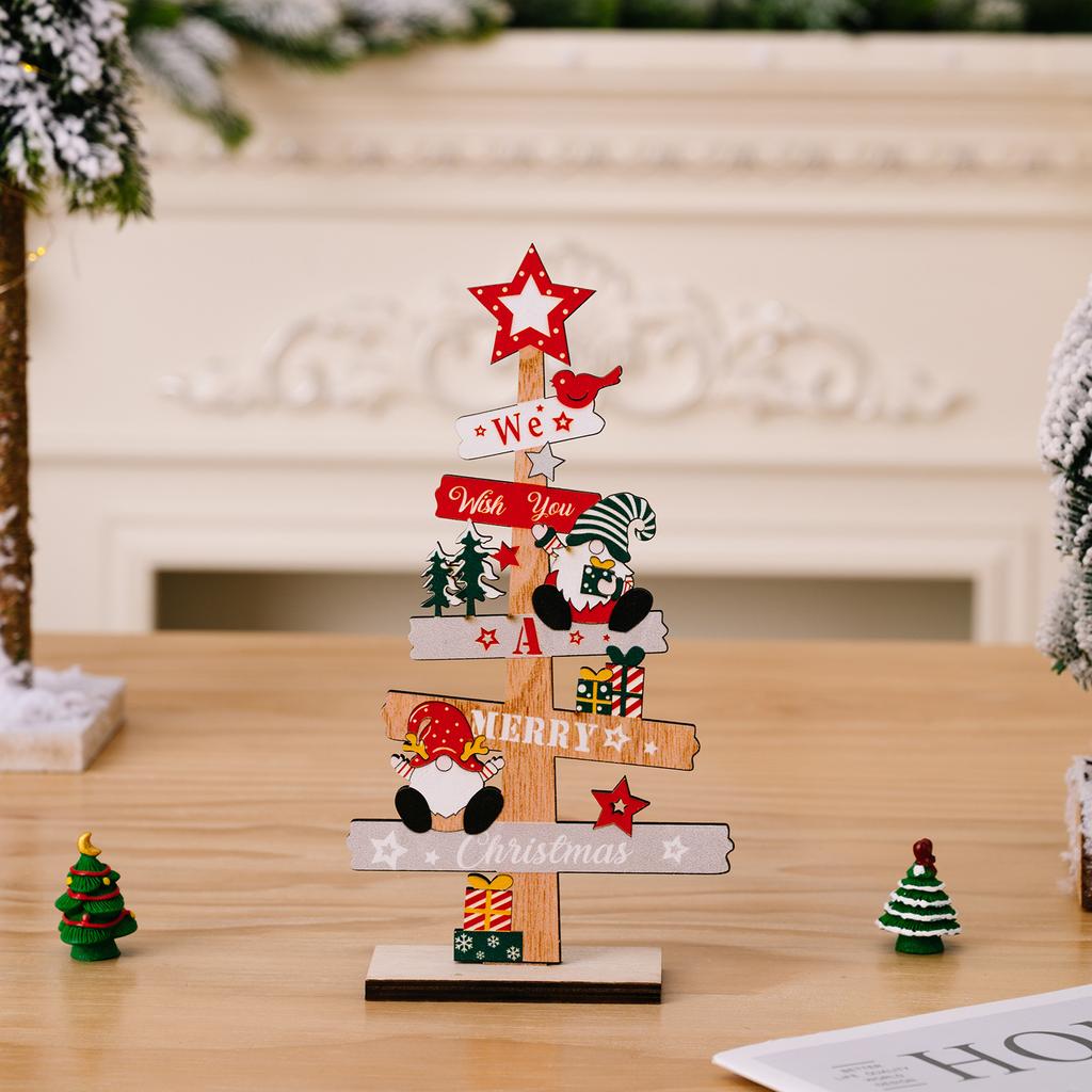 Wooden Christmas Tree Desktop Ornament Santa Claus Merry Christmas Sign Plaque Xmas Decoration for Home 2025 New Years Noel Gift