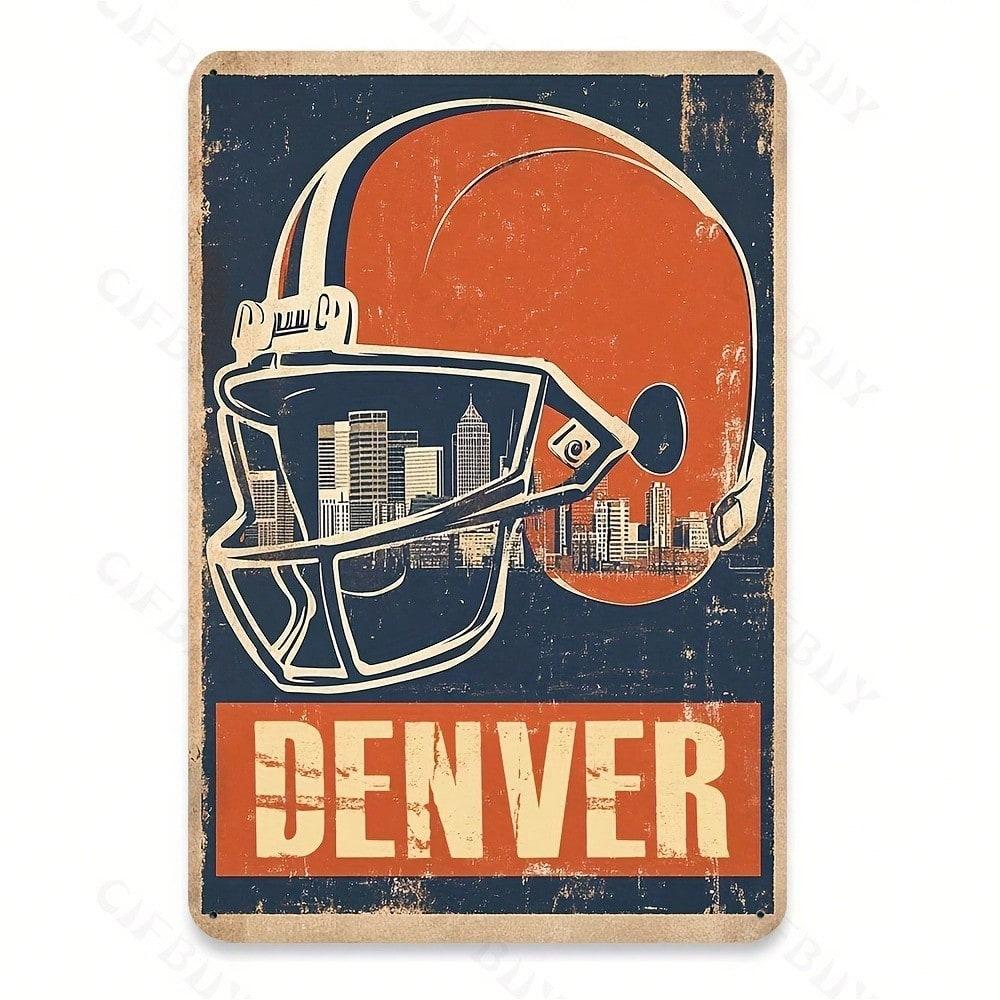 

Denver Football Aluminum Sign Vintage Distressed Aluminium Plaque Waterproof Wall Decor Home Bar Garage 20x30 різнокольоровий