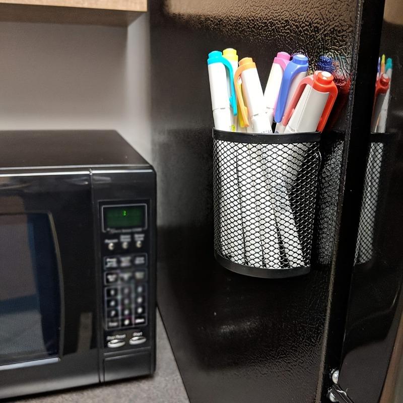 1pc Fridge Magnet Iron Storage Basket - Semi-Circular Pen Holder & Home Office Storage Box, Handcrafted, Storage Box