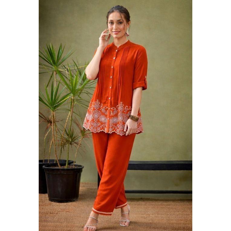 Indian Women Party Wear Ethnic Kurti Cord Set Bollywood Top Tunic Kurta Pant Set