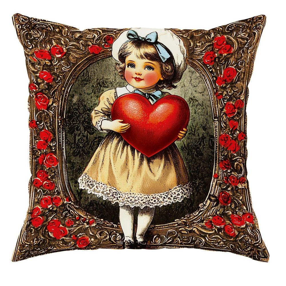New Valentine's Day Pillow Case Retro Rose Couple Home Cushion Pillow Case Decoration