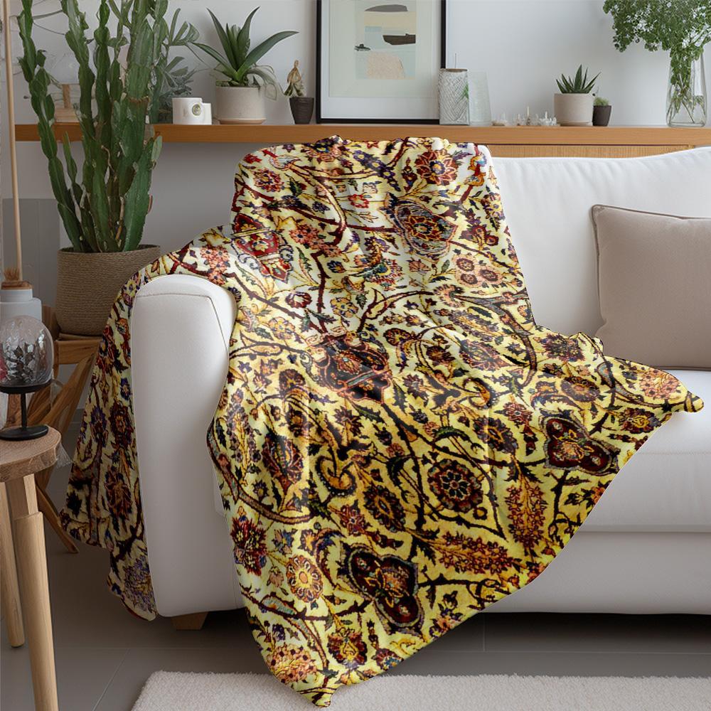 Bohemian Floral Vintage Paisley Ethnic Print Throw Blanket Sofa Bed Cover Decorative Cushion Warm Warm Fleece Blanket