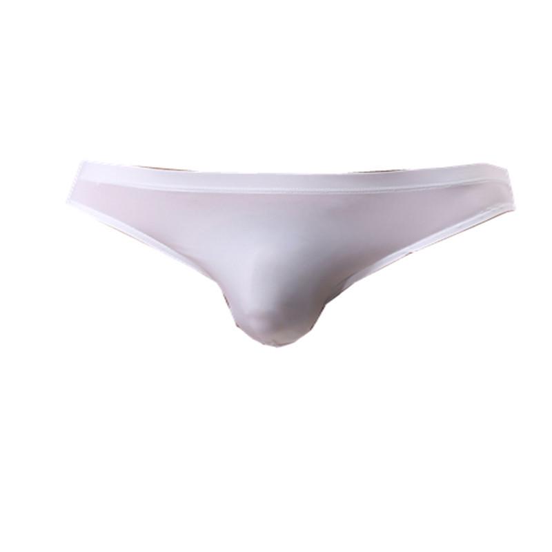 Men's Ice Silk Triangle Briefs: Transparent, Sexy, Solid Color, Loose Waistband.