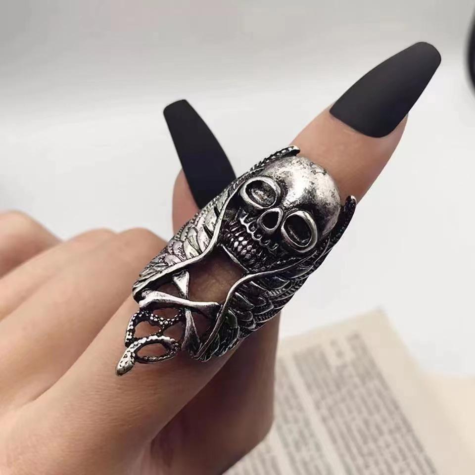 European and American Punk Style Long Ring Rock Skull Ring