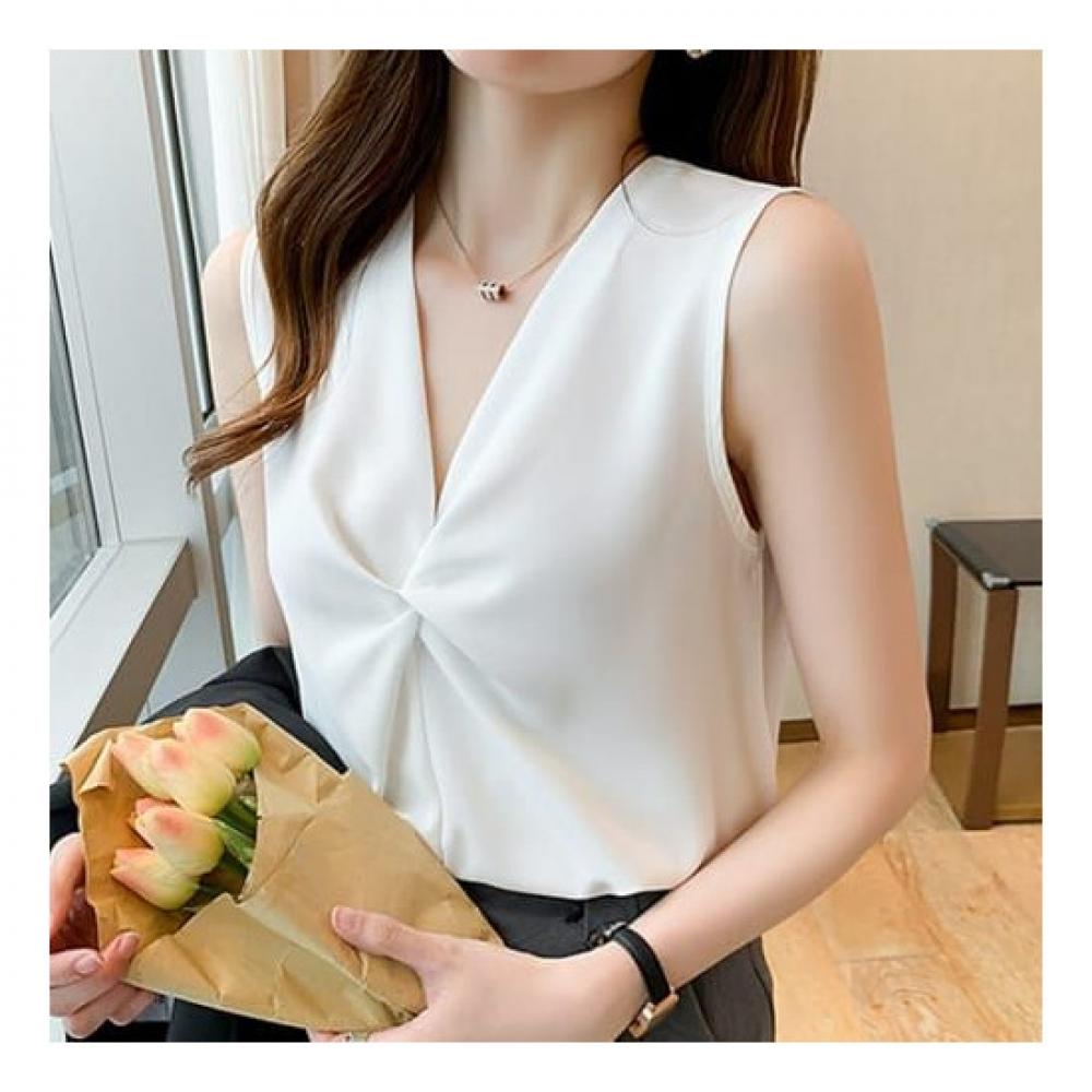 NaVaVa V Neck Twist sleeVeless Blouse Nb2055