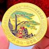 Chinese tourist attraction, Xi'an Big Wild Goose Pagoda, tourist attraction, gold-plated color printed commemorative medal, gold coin