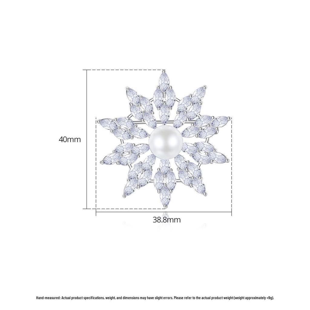 Jinse Pearl Snowflake Brooch: Elegant Cross-border Fashion Accessory for Women