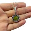 Bohemian Vintage Silver Color Filigree Green Gemstone Vine Pendant Necklace for Women Halloween Party Jewelry Accessories Gifts
