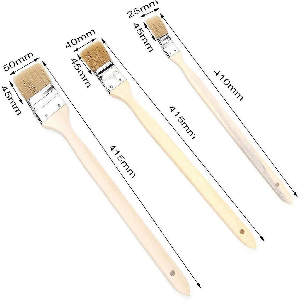 Radiator Brush, 6Pcs Flat Brush Angled Head Super Quality Hog Bristle Brush Flat Brushes with Wooden Handle Width 25-40-50mm, for Painting Stains a
