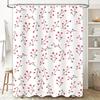 Modern Floral Print Waterproof Bath Curtains for Bathroom Decor Pink Berries Design Shower Curtain White Polyester Fabric Room D