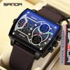 Sanda Fashionable Men's Square Multifunctional Waterproof Sports Quartz Watch