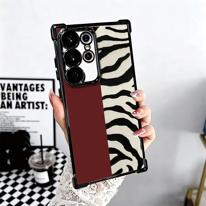 Leopard Print Trend Desgin Plating Phone Case For Samsung Galaxy S24 S25 FE S26 Edge S23 Ultra S22 S21 Plus S20 Anti-Fall Airaba