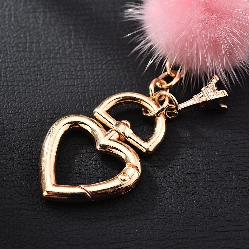 Mink Fur Love Keychain Elegant Fur Small Pendant Fur Ball Alloy Love Keychain