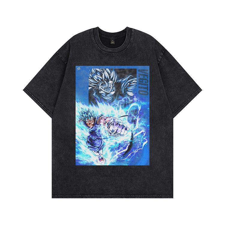 Summer New American Washing Water Short Sleeves Old High Street Style T-shirt Heavy Loose Couple Tide Men and Women Same Style