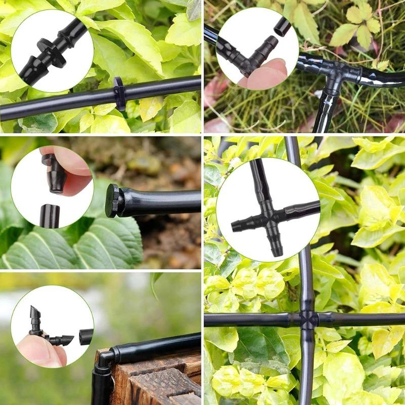 50PCS Universal Barbed Tee Fittings Barbed Connectors Garden Drip Irrigation Joint for 4/7mm Water Tube Watering System