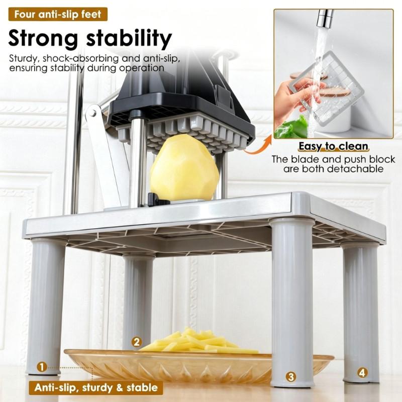 Tritaverdure e Frutta Robusto Acciaio Inossidabile Tagliaverdure Cubetti Tagliapatatine Fritte Professionale Tritaverdure