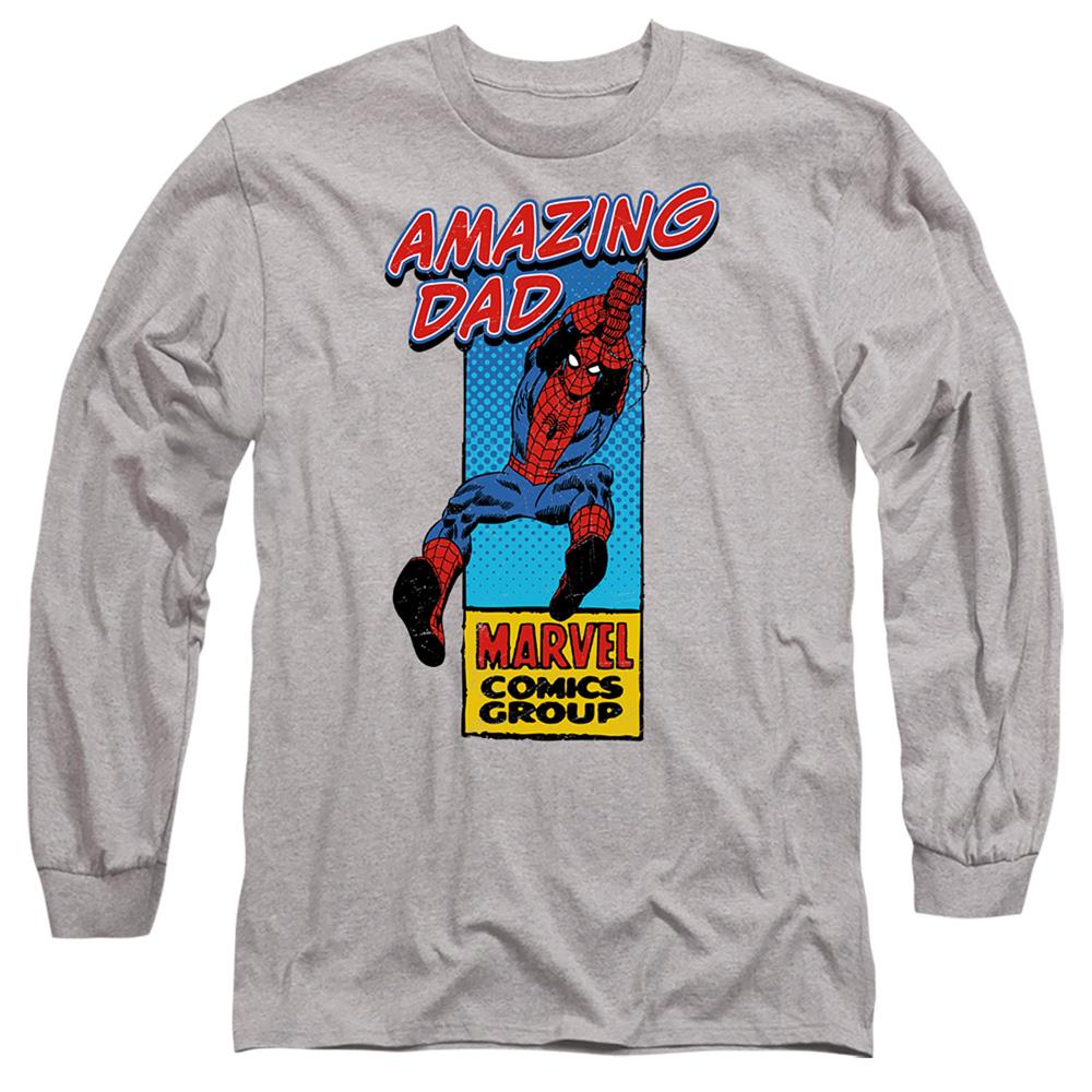 Marvel Comics Mens Amazing Dad Spider-Man Corner Box Heather Fathers Day T-Shirt