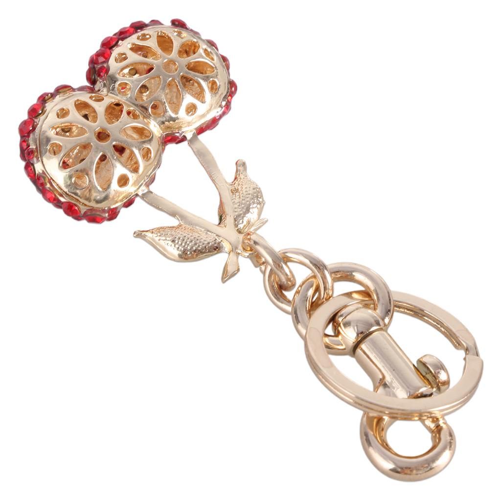 Rhinestone Cherry Charm Keychains Simple Pendant Car Keyring Backpack Decoration Fashion Jewelry for Women Girls