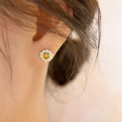 Liebe Ohrringe mit Diamant-Zirkon eingelegt Temperament Schlicht Klein Elegant und Süß Neue Sommer-Ohrringe