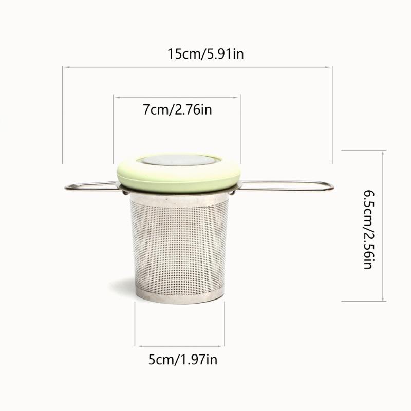 Heat Resistant Teas Strainer with Folding Handle 304 Stainless Steel And Silicone Materials Brewing Basket with Lid