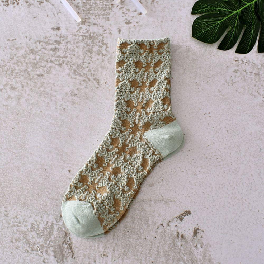 Print Cotton Middle Tube Hosiery Korean Style Socks Girls Jacquard Socks College Style Hosiery
