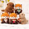 Blumen haltendes Murmeltier Roter Panda Puppe Plüschtier Romantisch Sag Liebe Rose Zeichentricktiere Sitzende Puppe Geschenk für Freundin