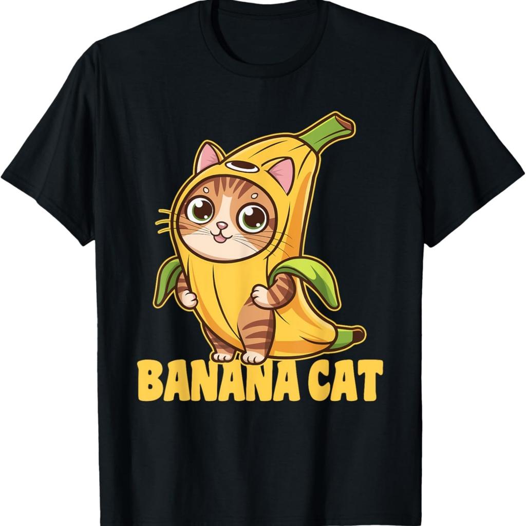 Schattige Banaan Kat Blije Bananakat Meme Kitty Kat Liefhebbers Meme T-shirt voor Mannen Vrouwen Kinderen