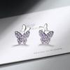 Butterfly Compact Fashion Zirconia Sparkling Classic Stud Earrings for Women Dazzling Female Elegant Accessories Timeless Jewelry