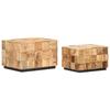 Coffee Tables Set of 2 Block Design Rough Solid Mango Wood
