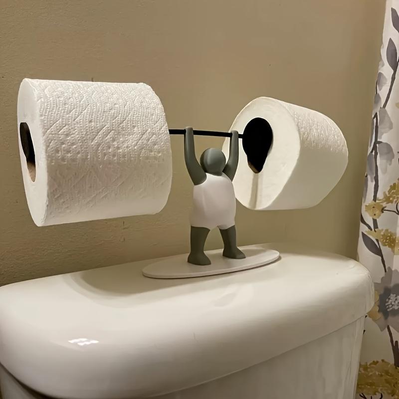 Stylish 3D Funny Weightlifting Toilet Paper Holder | Durable PLA Material, Bathroom Organizer, Unique Indoor Decor, Playful Design