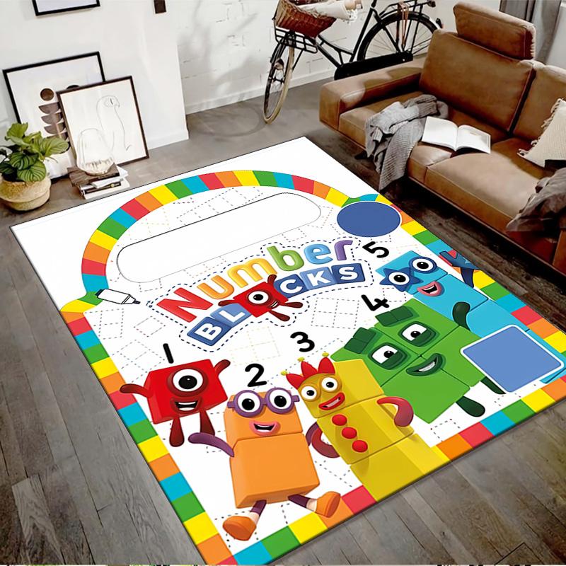 1pc 3D-Number-Blocks-Cartoon Design Printed Area Rug Carpet for Bedroom Living Room Home Decor Rugs Mat Non Slip Mat Rug for Bedside