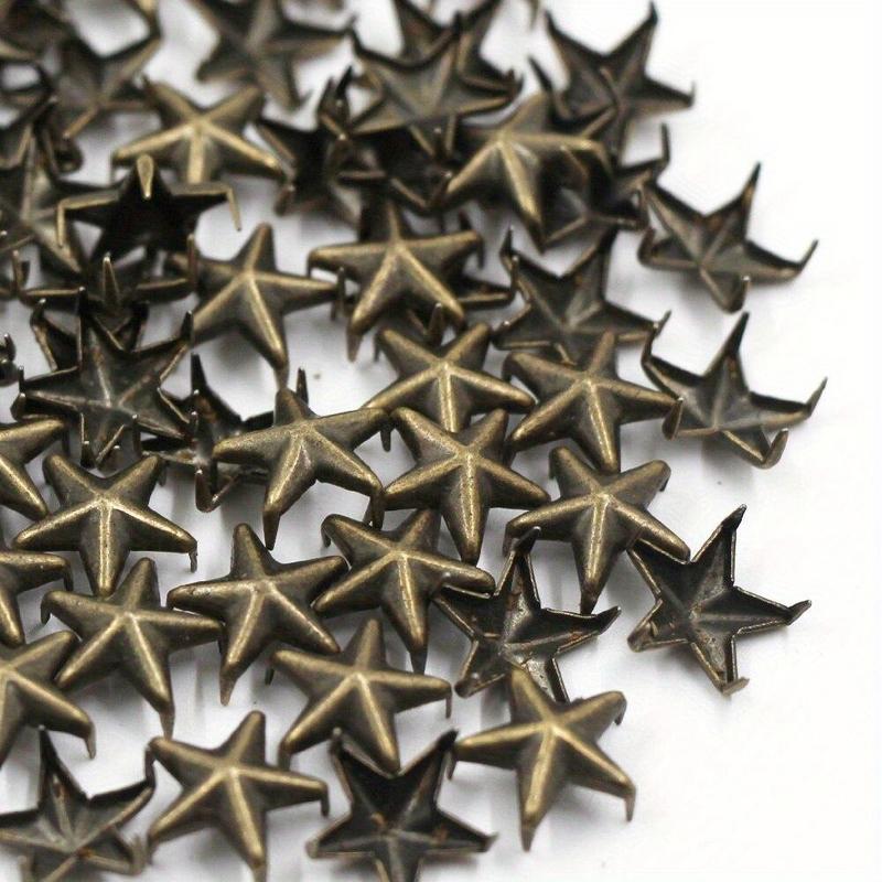 100Pcs 10MM Metal Star Rivets 5Claws Studs for Clothes Silver Gold Bronze Punk Spikes DIY Leather Crafts Accessories