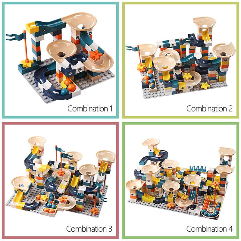 83-332PCS Mramorové závody Běh Cihly Velké Stavební Bloky Trychtýř Skluzavky Bloky DIY Cihly Hračky pro děti Dívky