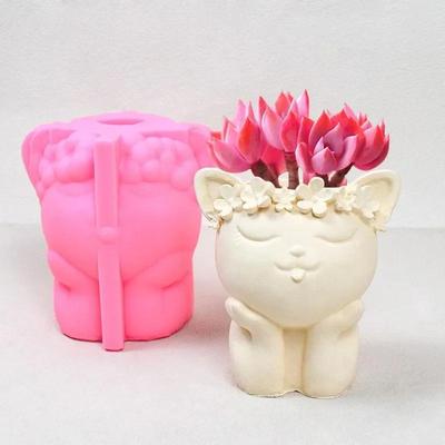 Silikonform Cartoon Kranz Katze Blumentopf Sukkulente Stifthalter DIY Herstellung Harz Beton Vase Kaktus Silikonform Heimdeko